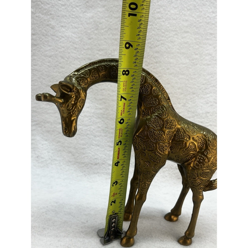 Brass African Giraffe Figurine Statue Solid 9" Tall MCM- Heavy - Picture 5 of 7